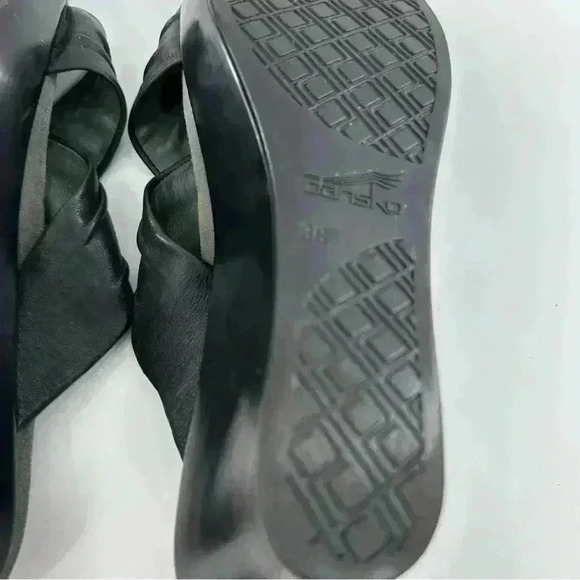Dansko Avalon size 38 7.5-8 black leather wedge platforms comfort orthopedic - Picture 6 of 16